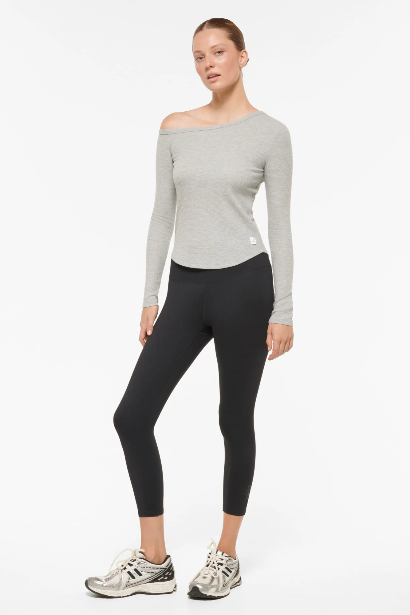 KEPLER OFF SHOULDER WAFFLE TOP GREY - Image 3